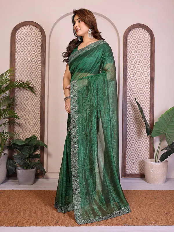 Net_Fabric_Lace_Border_Saree_With_Unstitched_Blouse_Piece_(GREEN)