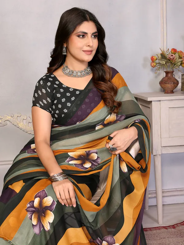 Printed_Daily_Wear_Georgette_Saree_With_Unstitched_Blouse_Piece
