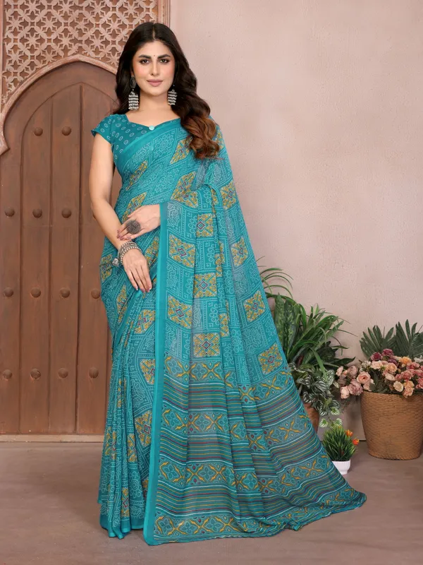 Printed_Daily_Wear_Georgette_Saree_With_Unstitched_Blouse_Piece