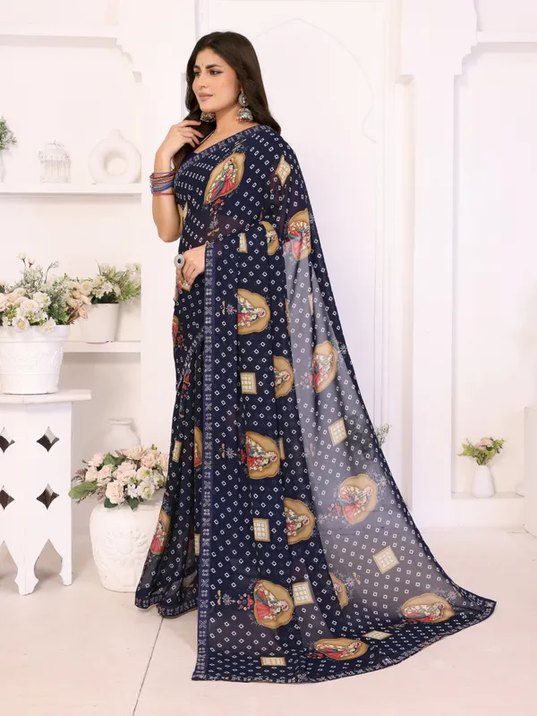 Printed_Lace_Border_Georgette_Saree_With_UnStitched_Blouse_Piece