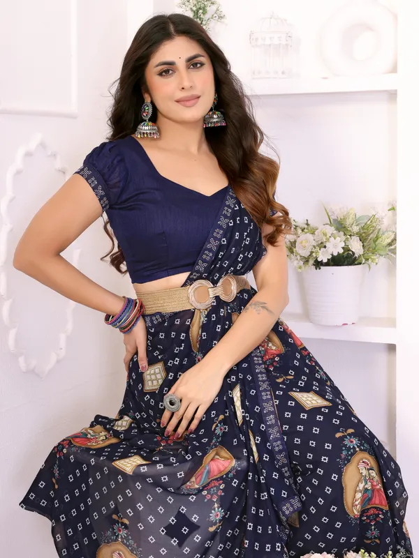 Printed_Lace_Border_Georgette_Saree_With_UnStitched_Blouse_Piece