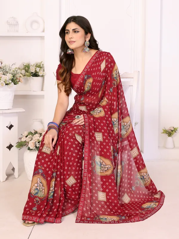 Printed_Lace_Border_Georgette_Saree_With_UnStitched_Blouse_Piece