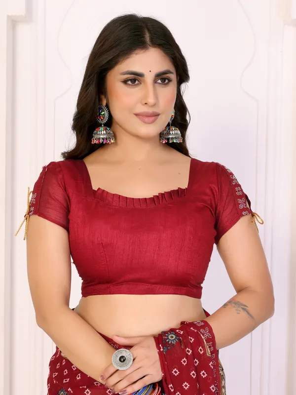 Printed_Lace_Border_Georgette_Saree_With_UnStitched_Blouse_Piece