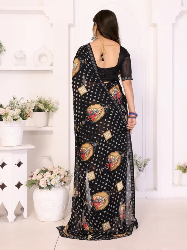 Printed_Lace_Border_Georgette_Saree_With_UnStitched_Blouse_Piece