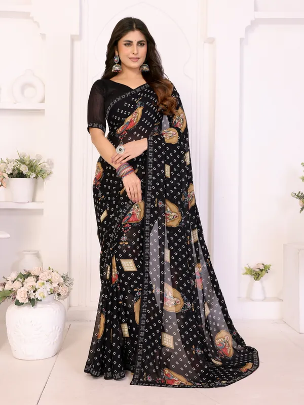 Printed_Lace_Border_Georgette_Saree_With_UnStitched_Blouse_Piece