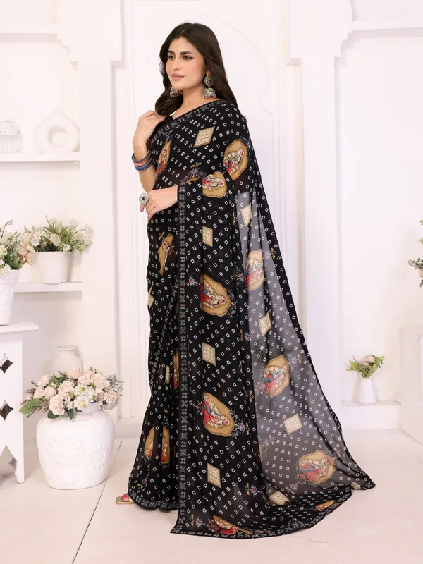 Printed_Lace_Border_Georgette_Saree_With_UnStitched_Blouse_Piece