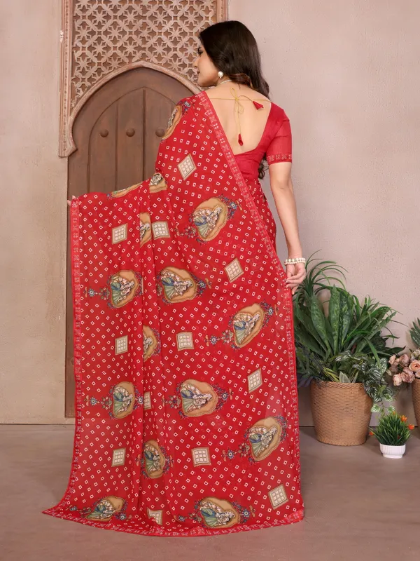 Printed_Lace_Border_Georgette_Saree_With_UnStitched_Blouse_Piece