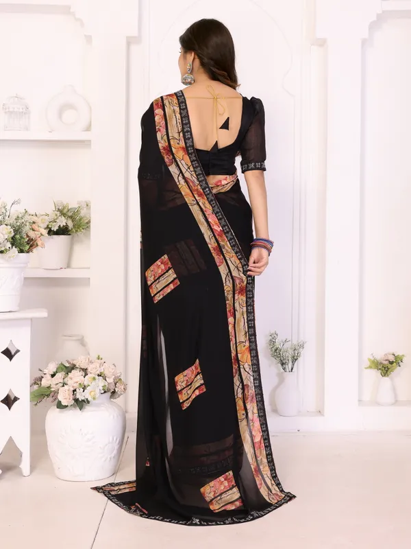Printed_Lace_Border_Georgette_Saree_With_UnStitched_Blouse_Piece