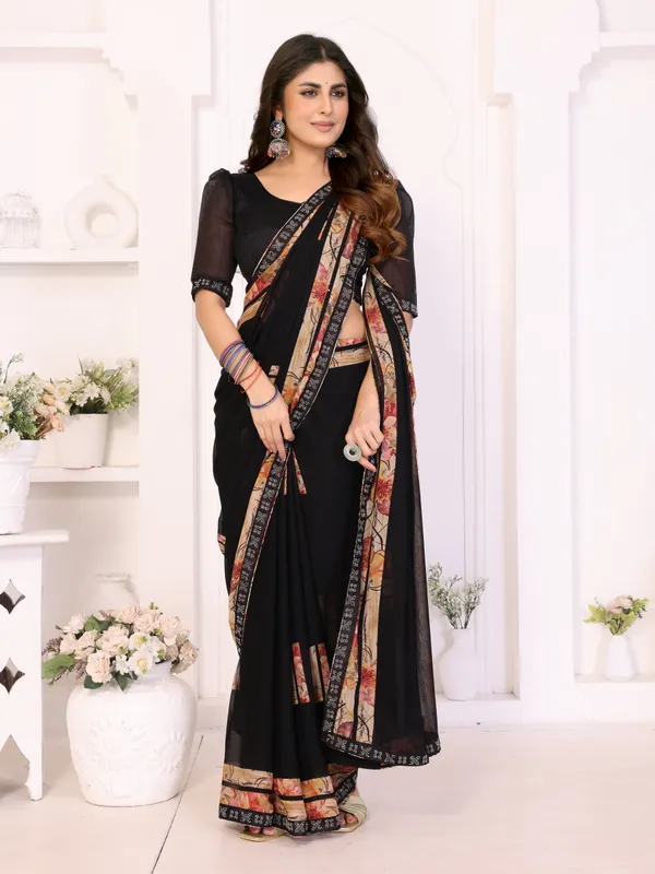 Printed_Lace_Border_Georgette_Saree_With_UnStitched_Blouse_Piece