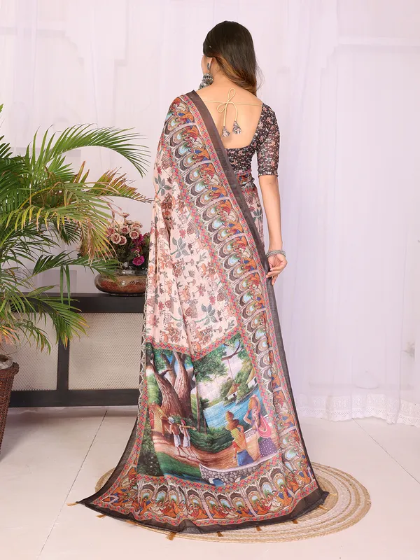 Digital_Print_Cotton_Linen_Saree_With_Unstitched_Blouse_Piece