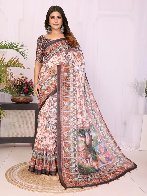 Digital_Print_Cotton_Linen_Saree_With_Unstitched_Blouse_Piece