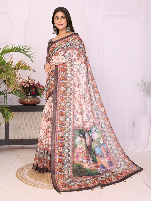 Digital_Print_Cotton_Linen_Saree_With_Unstitched_Blouse_Piece
