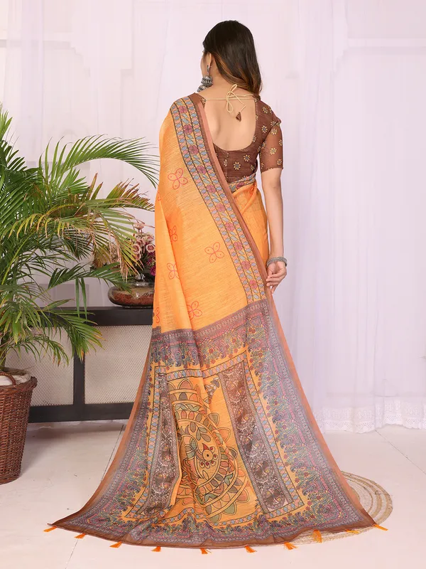 Digital_Print_Cotton_Linen_Saree_With_Unstitched_Blouse_Piece