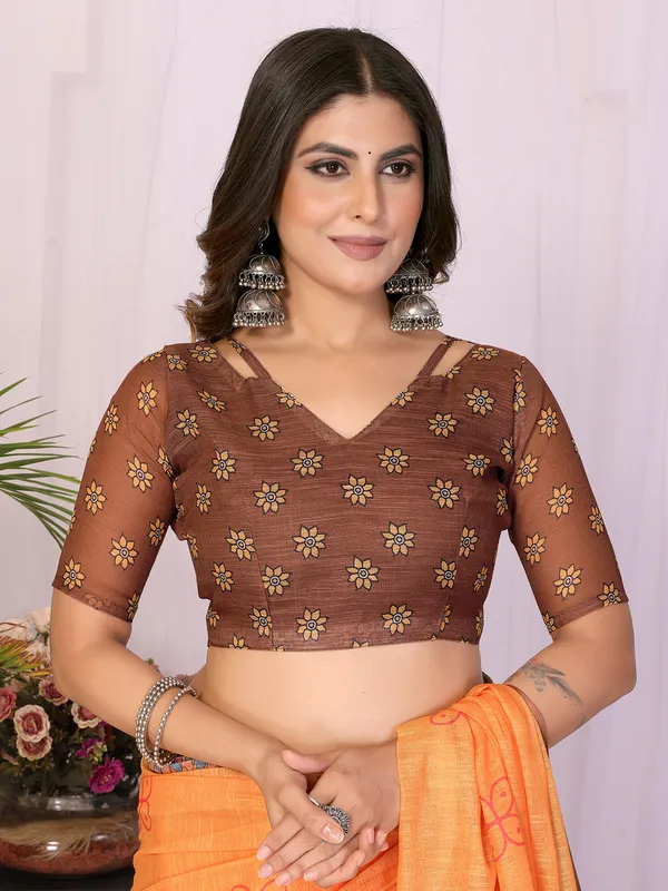 Digital_Print_Cotton_Linen_Saree_With_Unstitched_Blouse_Piece