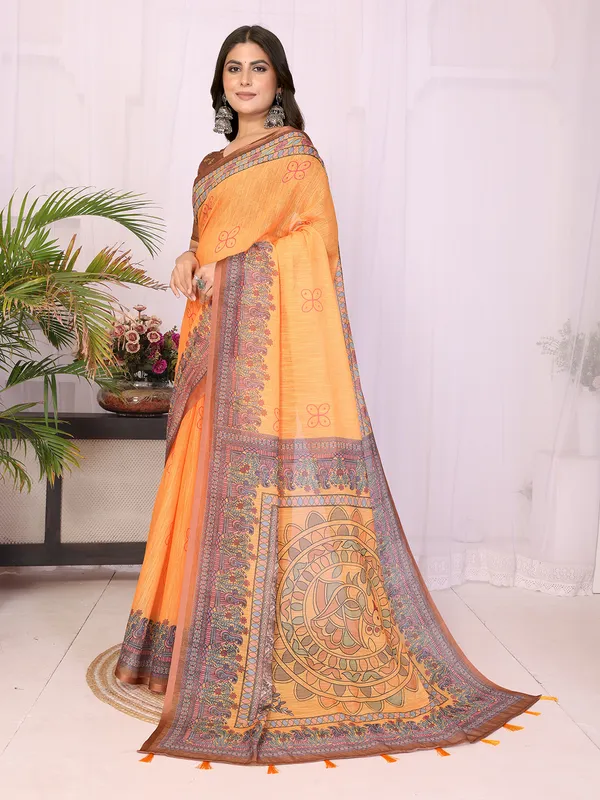 Digital_Print_Cotton_Linen_Saree_With_Unstitched_Blouse_Piece