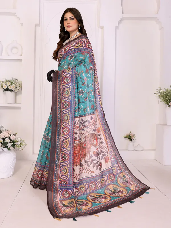Digital_Print_Cotton_Linen_Saree_With_Unstitched_Blouse_Piece