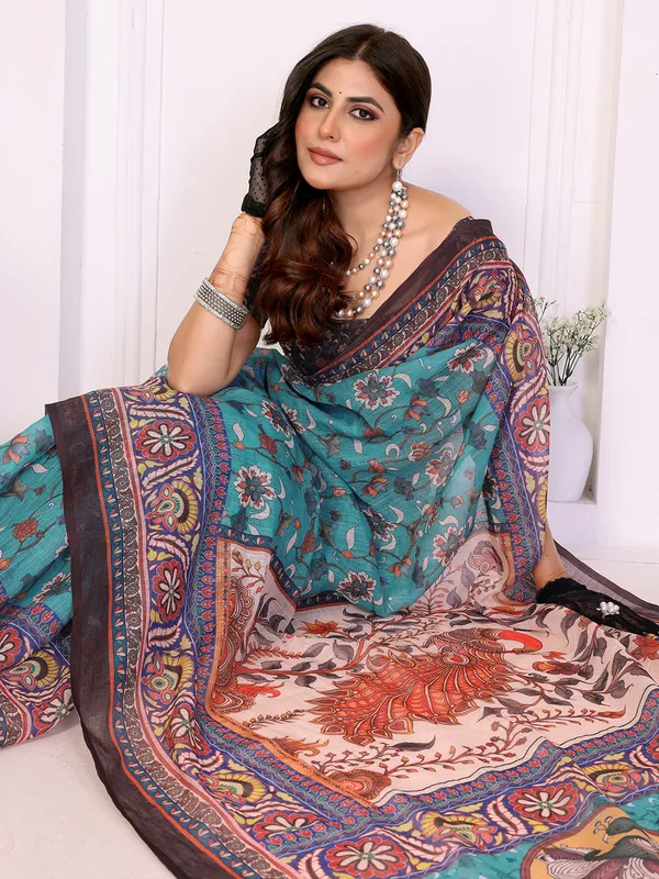 Digital_Print_Cotton_Linen_Saree_With_Unstitched_Blouse_Piece