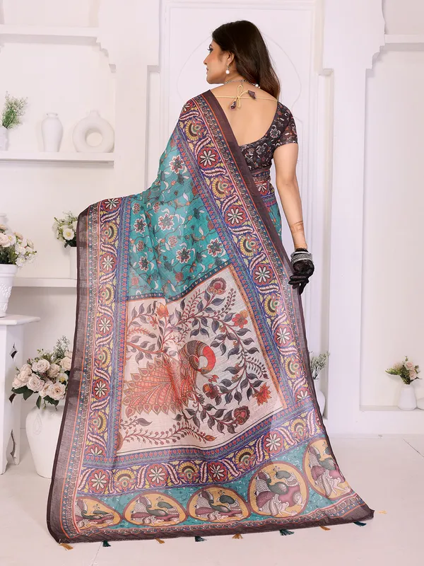 Digital_Print_Cotton_Linen_Saree_With_Unstitched_Blouse_Piece