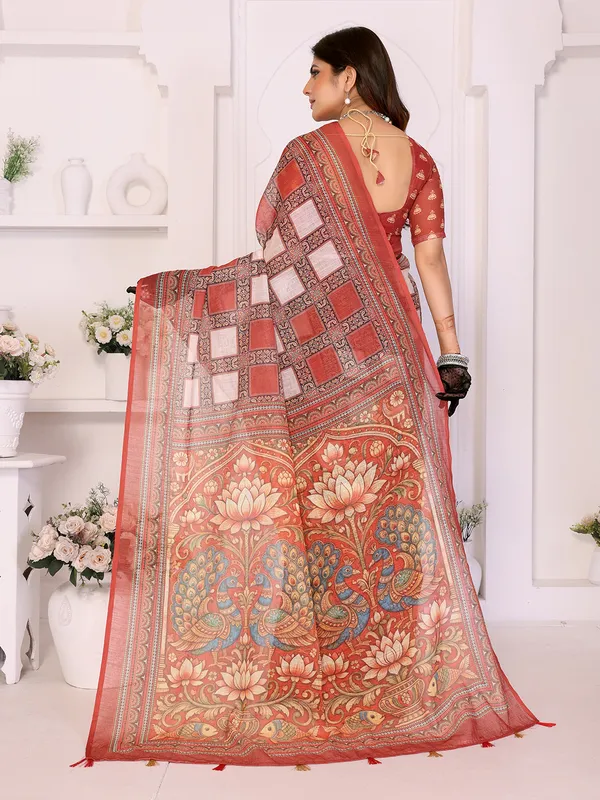 Digital_Print_Cotton_Linen_Saree_With_Unstitched_Blouse_Piece
