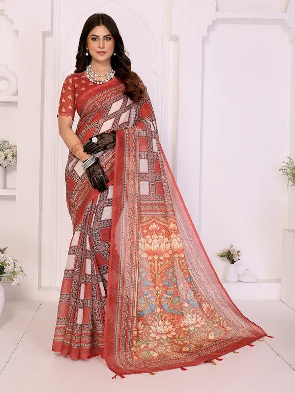 Digital_Print_Cotton_Linen_Saree_With_Unstitched_Blouse_Piece