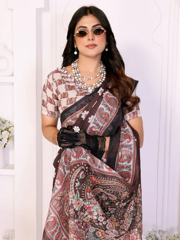 Digital_Print_Cotton_Linen_Saree_With_Unstitched_Blouse_Piece