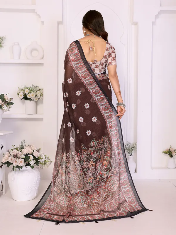 Digital_Print_Cotton_Linen_Saree_With_Unstitched_Blouse_Piece