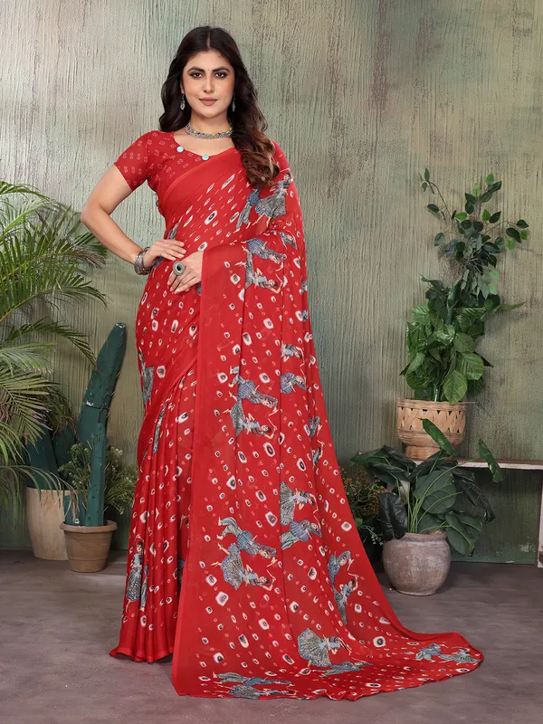 Elegant_Moss_Georgette_Saree_With_Unstitched_Blouse_Piece