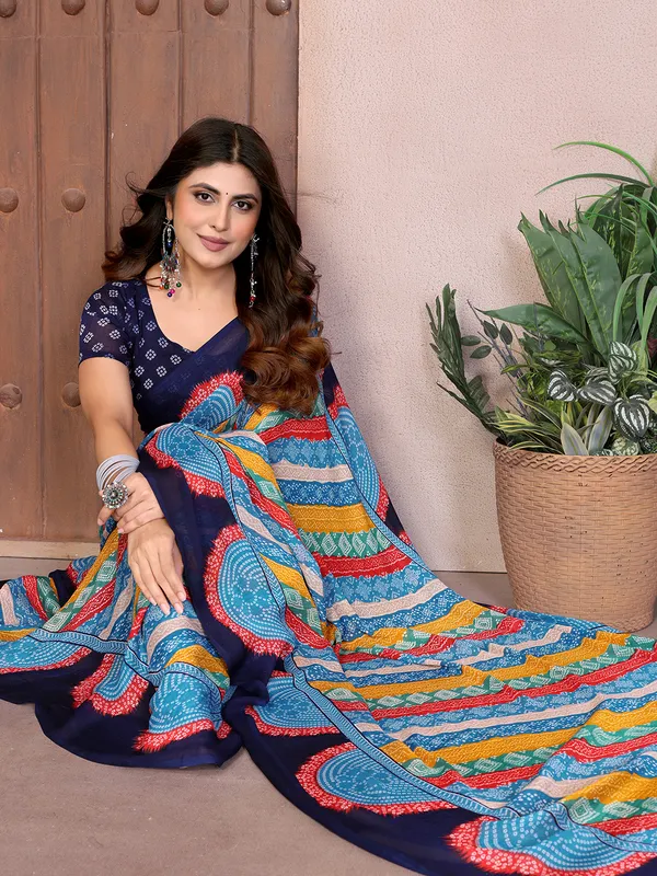 Elegant_Moss_Georgette_Saree_With_Unstitched_Blouse_Piece