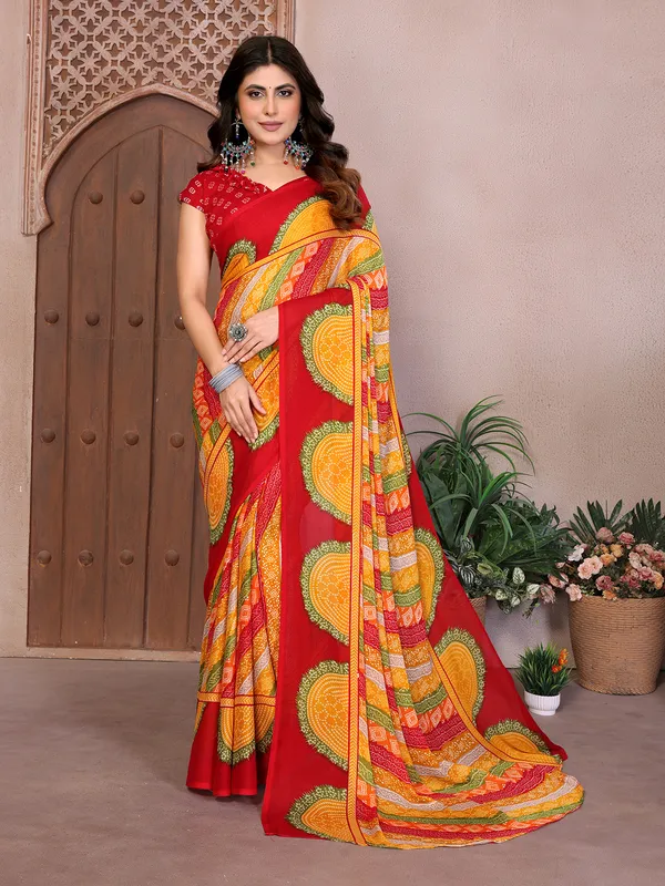 Elegant_Moss_Georgette_Saree_With_Unstitched_Blouse_Piece