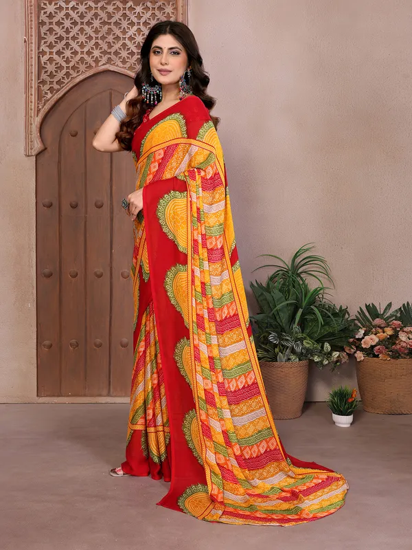 Elegant_Moss_Georgette_Saree_With_Unstitched_Blouse_Piece