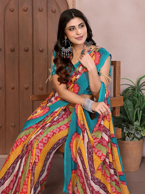 Elegant_Moss_Georgette_Saree_With_Unstitched_Blouse_Piece