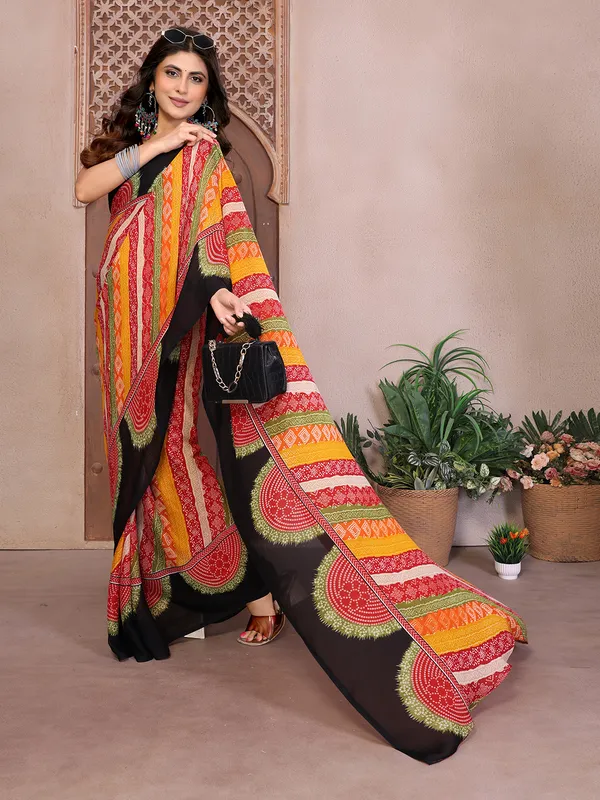 Elegant_Moss_Georgette_Saree_With_Unstitched_Blouse_Piece