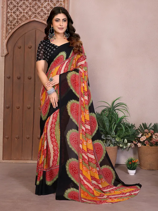 Elegant_Moss_Georgette_Saree_With_Unstitched_Blouse_Piece