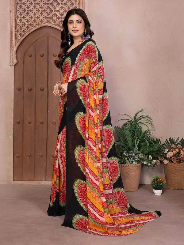 Elegant_Moss_Georgette_Saree_With_Unstitched_Blouse_Piece