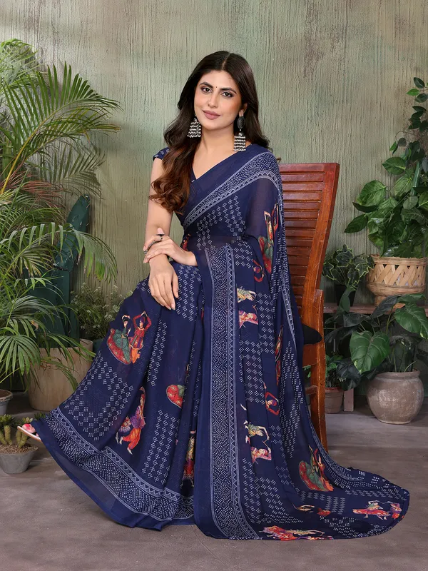 Elegant_Moss_Georgette_Saree_With_Unstitched_Blouse_Piece