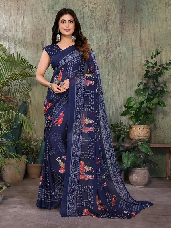Elegant_Moss_Georgette_Saree_With_Unstitched_Blouse_Piece