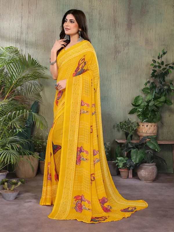 Elegant_Moss_Georgette_Saree_With_Unstitched_Blouse_Piece