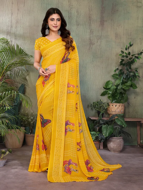 Elegant_Moss_Georgette_Saree_With_Unstitched_Blouse_Piece