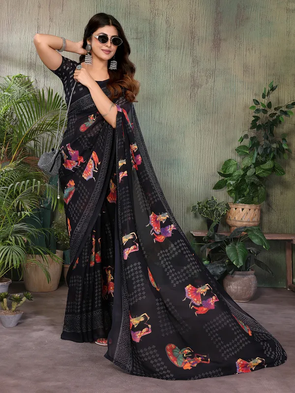 Elegant_Moss_Georgette_Saree_With_Unstitched_Blouse_Piece