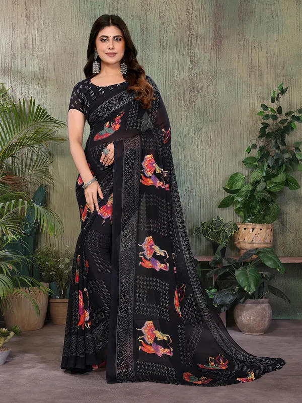 Elegant_Moss_Georgette_Saree_With_Unstitched_Blouse_Piece
