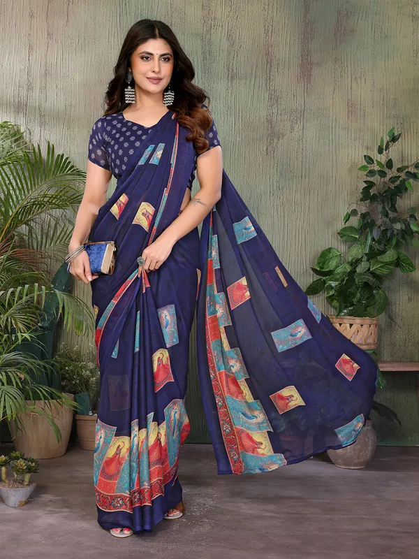 Elegant_Moss_Georgette_Saree_With_Unstitched_Blouse_Piece