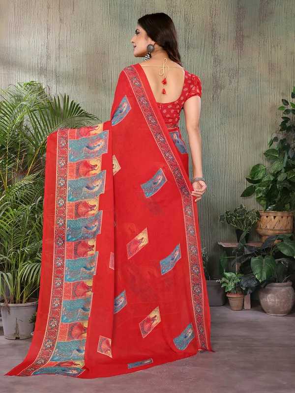 Elegant_Moss_Georgette_Saree_With_Unstitched_Blouse_Piece
