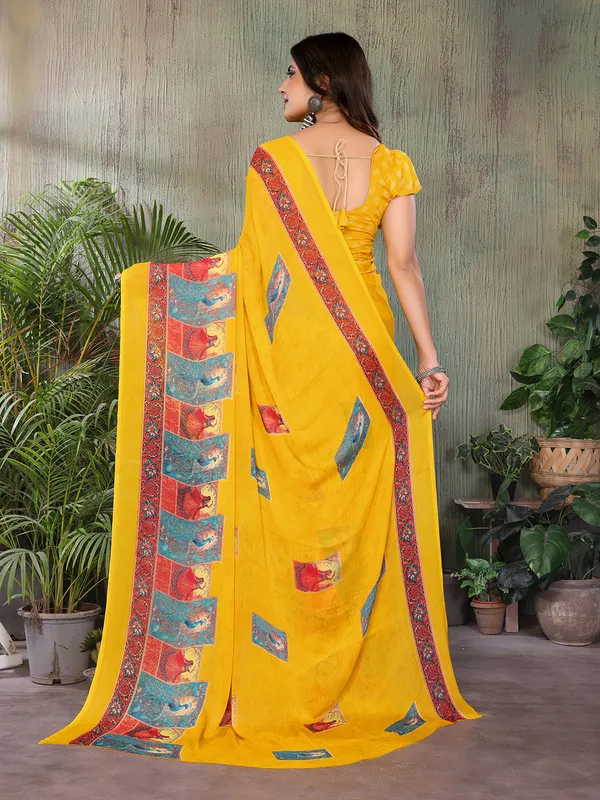 Elegant_Moss_Georgette_Saree_With_Unstitched_Blouse_Piece