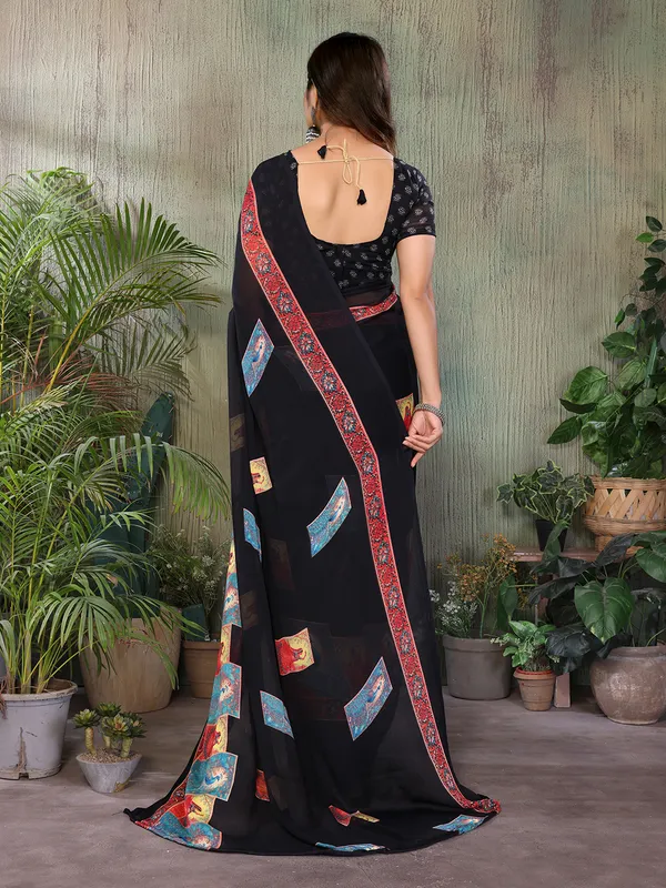 Elegant_Moss_Georgette_Saree_With_Unstitched_Blouse_Piece