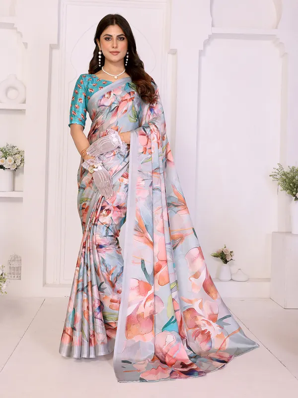 Silk_Blend_Printed_Saree_With_Unstitched_Blouse_Piece