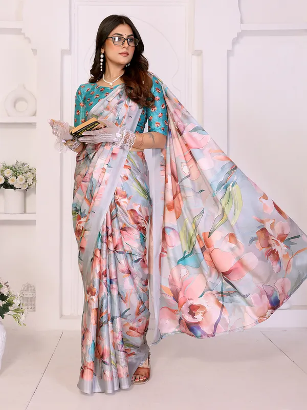 Silk_Blend_Printed_Saree_With_Unstitched_Blouse_Piece