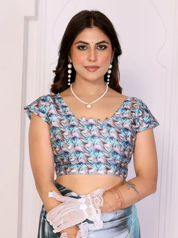 Silk_Blend_Printed_Saree_With_Unstitched_Blouse_Piece