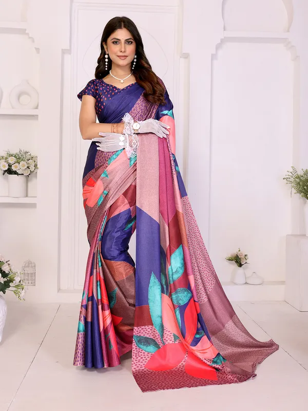 Silk_Blend_Printed_Saree_With_Unstitched_Blouse_Piece