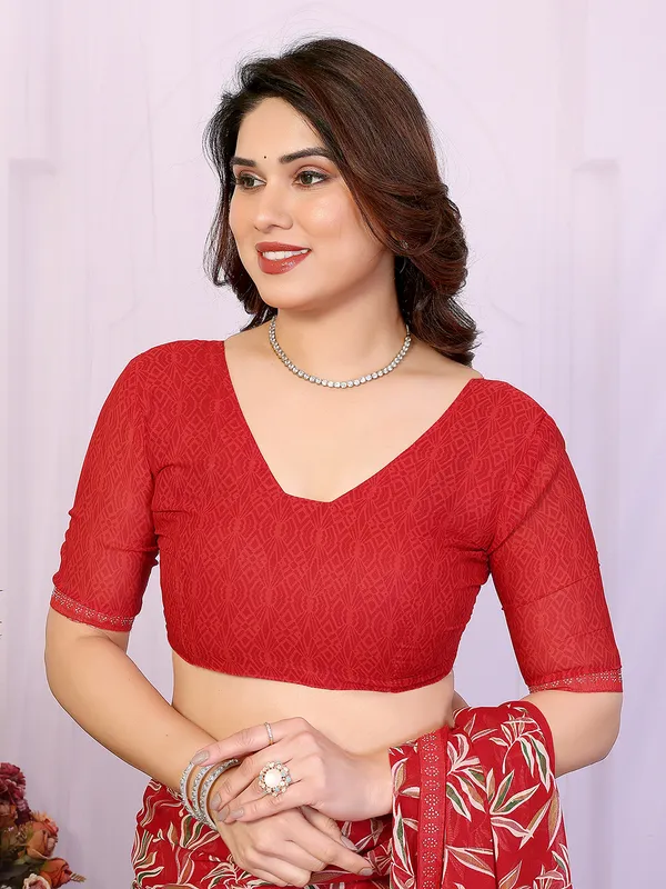 Printed_Lace_Border_Saree_With_UnStitched_Blouse_Piece_(RED)