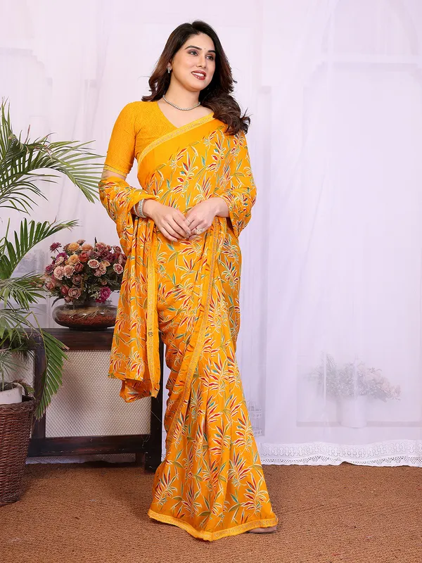 Printed_Lace_Border_Saree_With_UnStitched_Blouse_Piece_(YELLOW)